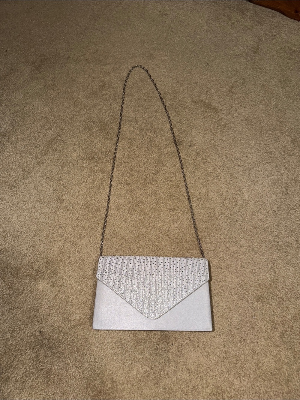 Women’s Silver Evening Chain-Handle Clutch
